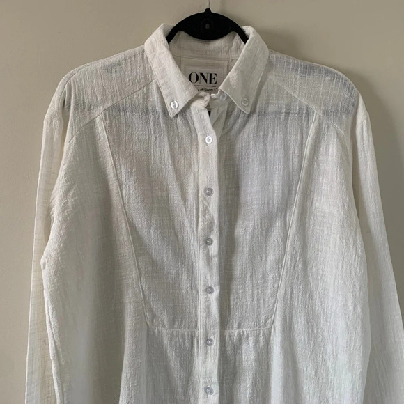 Revolve One Teaspoon Women's Button Down Shirt Gauze Poplin Cotton White Size XS - Picture 5 of 16